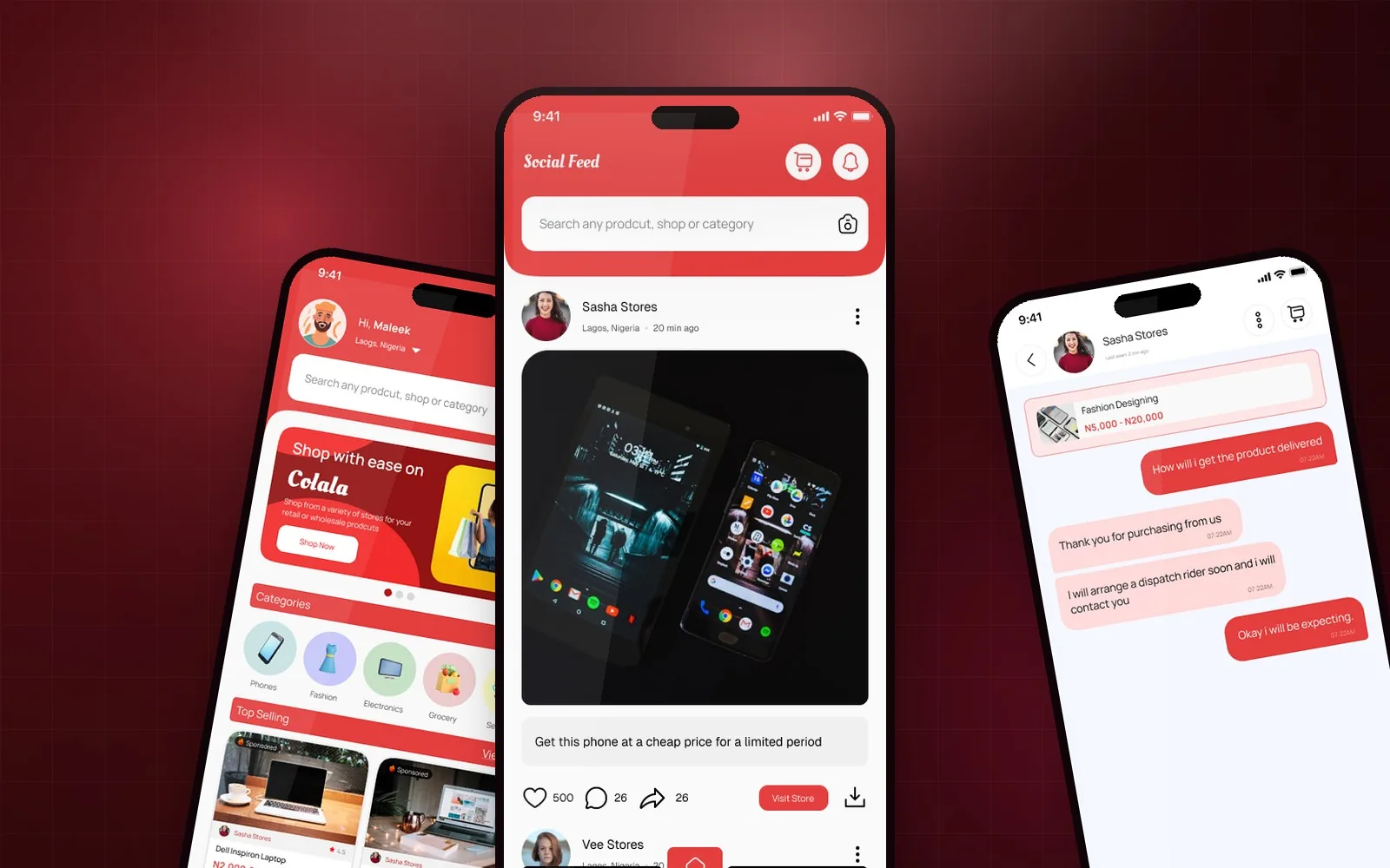 Colala Mall — multi-vendor marketplace with 4 connected apps
